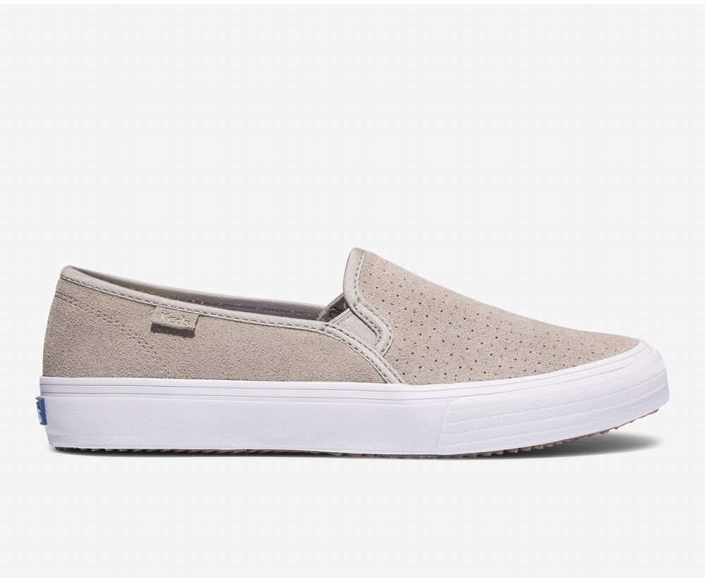 Women's Keds Double Decker Suede Slip Ons Grey 1370895ZQ - South Africa